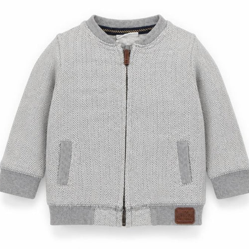 F&F Boys Grey Herringbone  Jacket Coatigan Size 3-6 Months