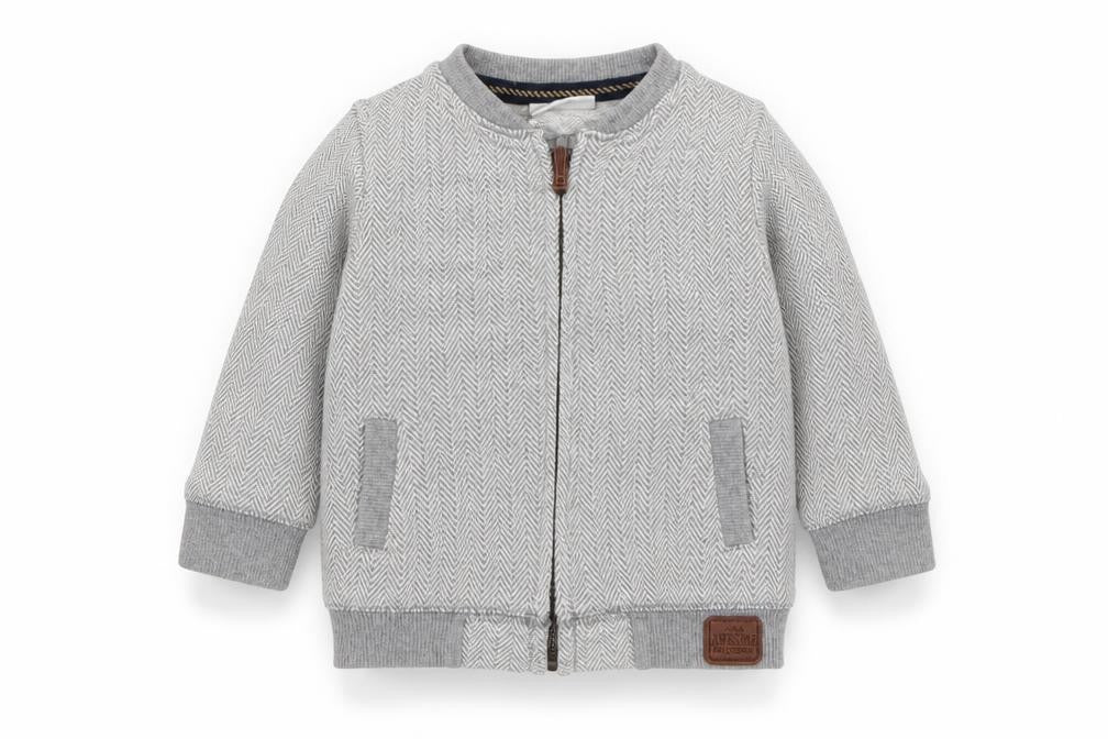 F&F Boys Grey Herringbone  Jacket Coatigan Size 3-6 Months