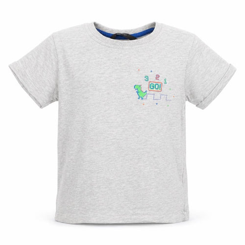 George Boys Grey  Cotton Basic T-Shirt Size 3-4 Years Round Neck  - Dinosaur