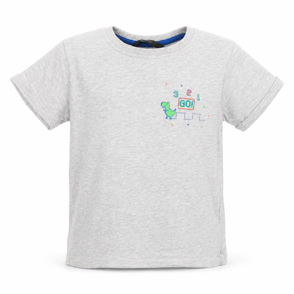 George Boys Grey  Cotton Basic T-Shirt Size 3-4 Years Round Neck  - Dinosaur