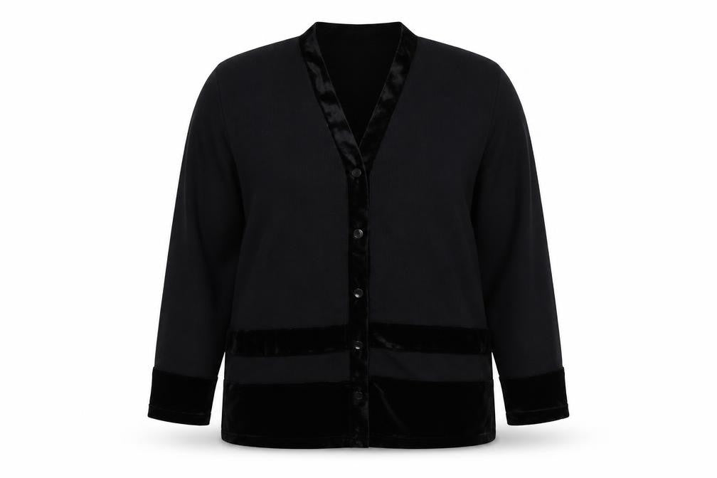 By Design Womens Black V-Neck Striped Polyester Cardigan Jumper Size L