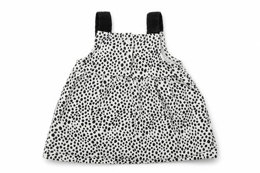 Front view of Lullababy Baby White Animal Print Cotton A-Line, size 0-3, Months Sweetheart Button