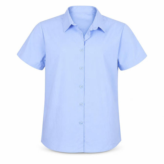 Front view of George boys’ blue polyester basic button-up, size 9-10, years collared