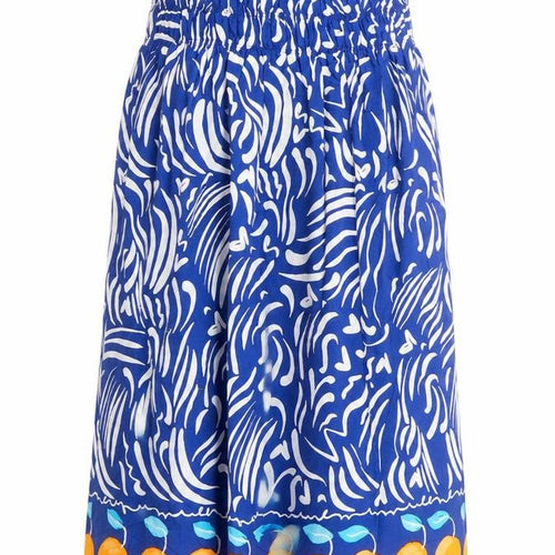 Primark Womens Blue Animal Print Cotton A-Line  Size 4  Off the Shoulder