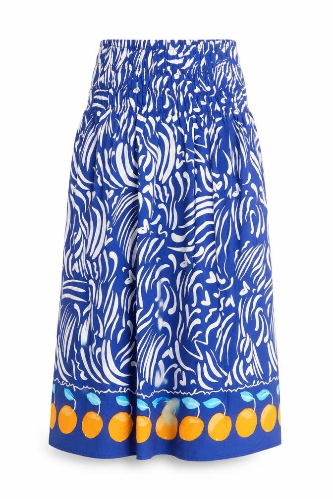 Primark Womens Blue Animal Print Cotton A-Line  Size 4  Off the Shoulder