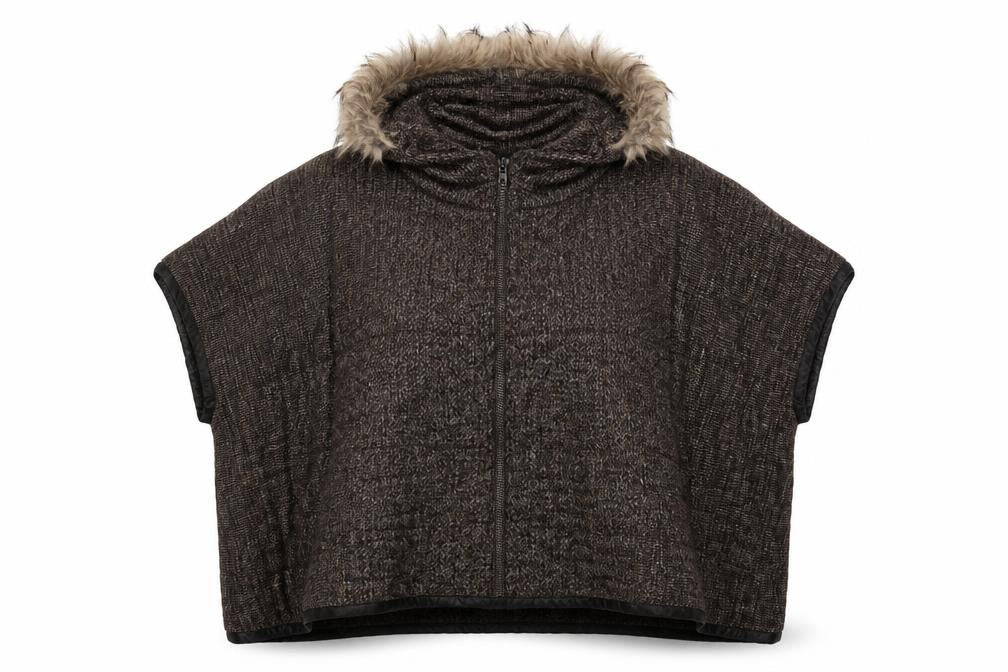 Aftershock Womens Brown V-Neck  Acrylic Cardigan Jumper Size S