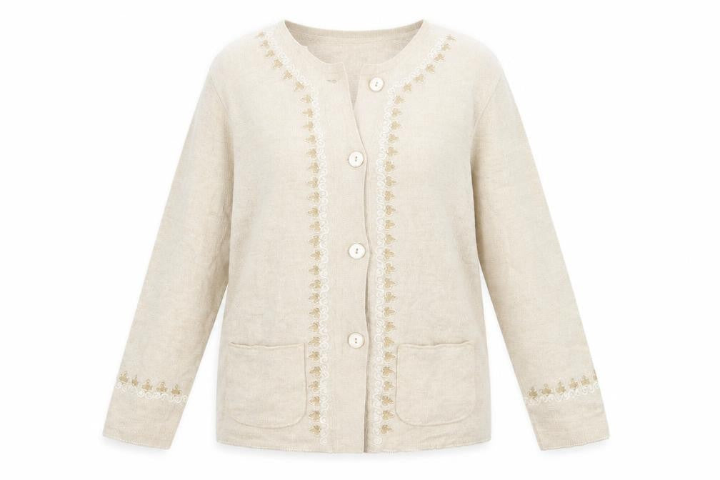 Paramour Womens Beige Round Neck  Acrylic Cardigan Jumper Size L