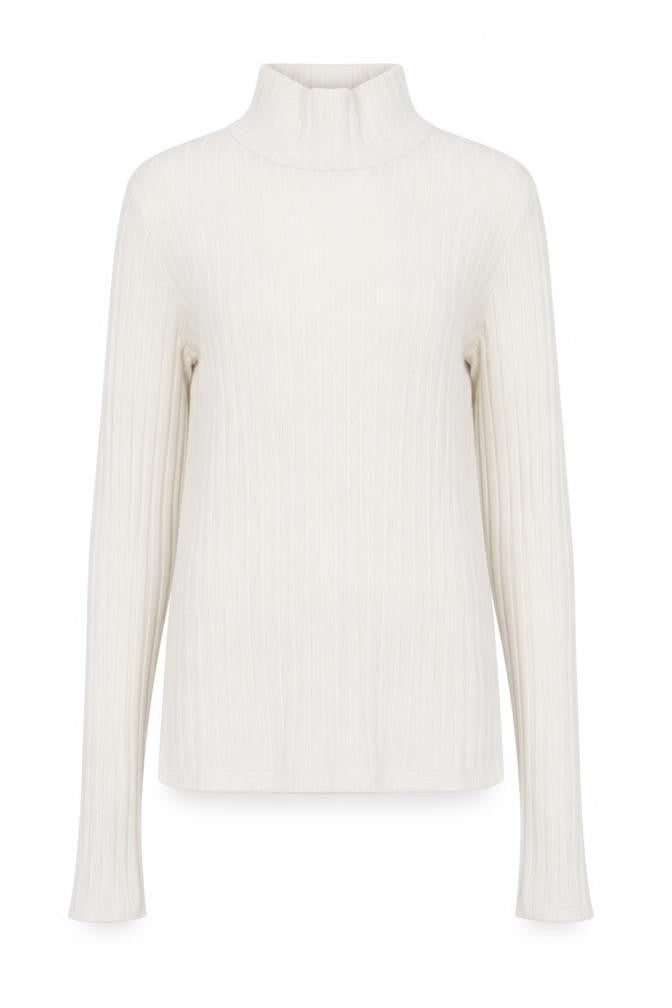 Front view of Topshop women’s white mock neck polyester jumper, size UK 6