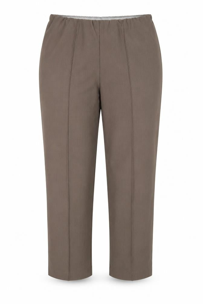 Front view of Classics women’s brown polyester trousers, size UK 18, 29-inch leg regular