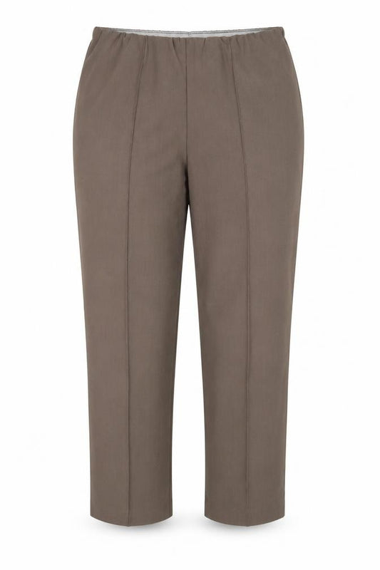 Front view of Classics women’s brown polyester trousers, size UK 18, 29-inch leg regular