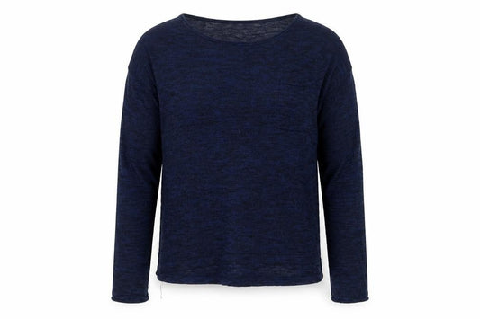 Front view of H&M women’s blue round neck polyester jumper, size M