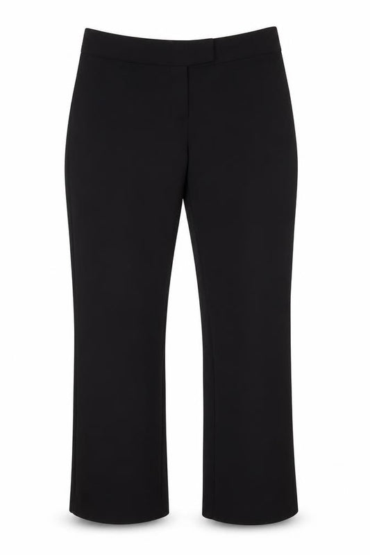 Front view of George women’s black polyester trousers, size UK 12, 28-inch leg regular
