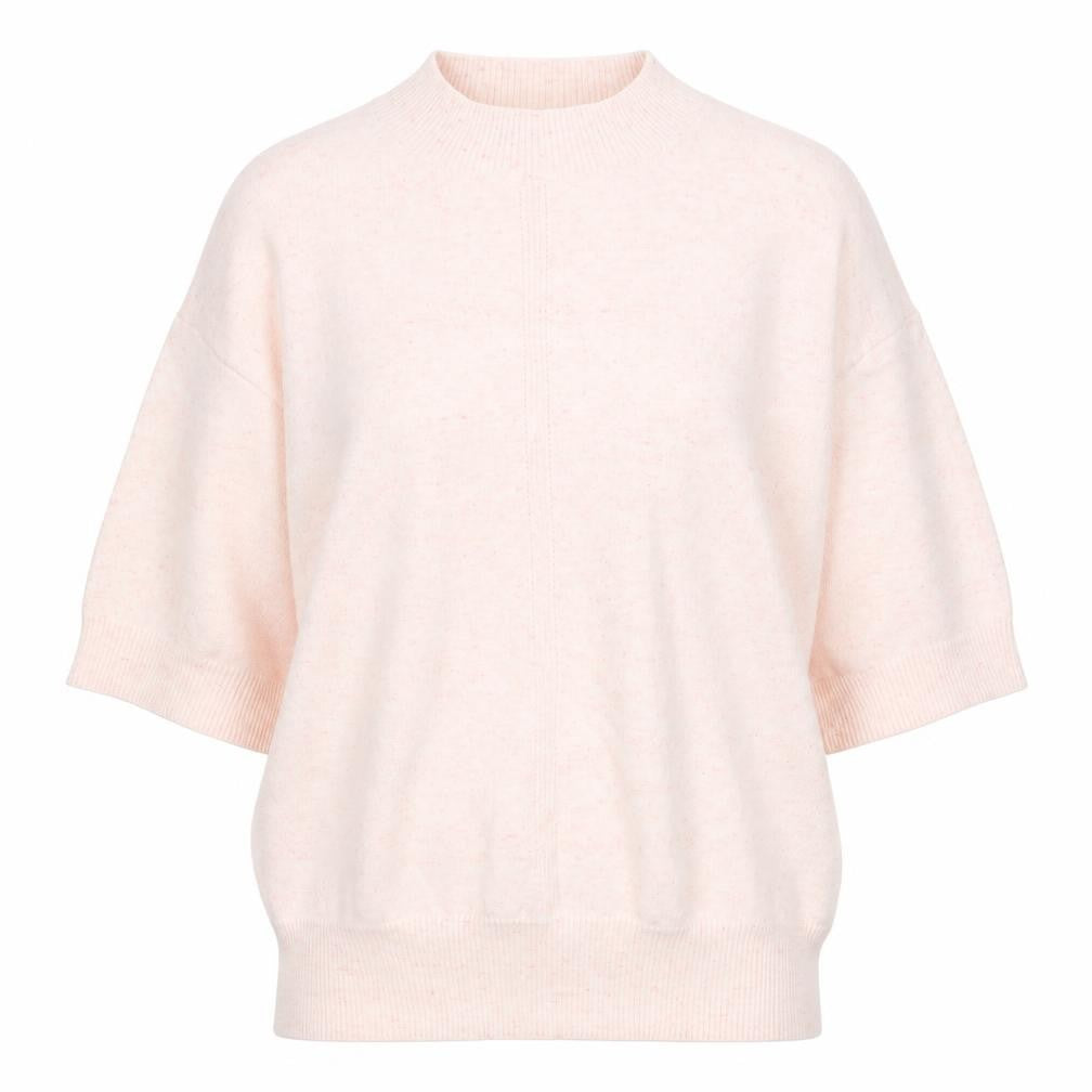 Front view of Marks & Spencer women’s pink mock neck cotton jumper, size S