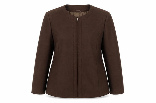 Front view of Wardrobe Essentials women’s brown jacket, size UK 16