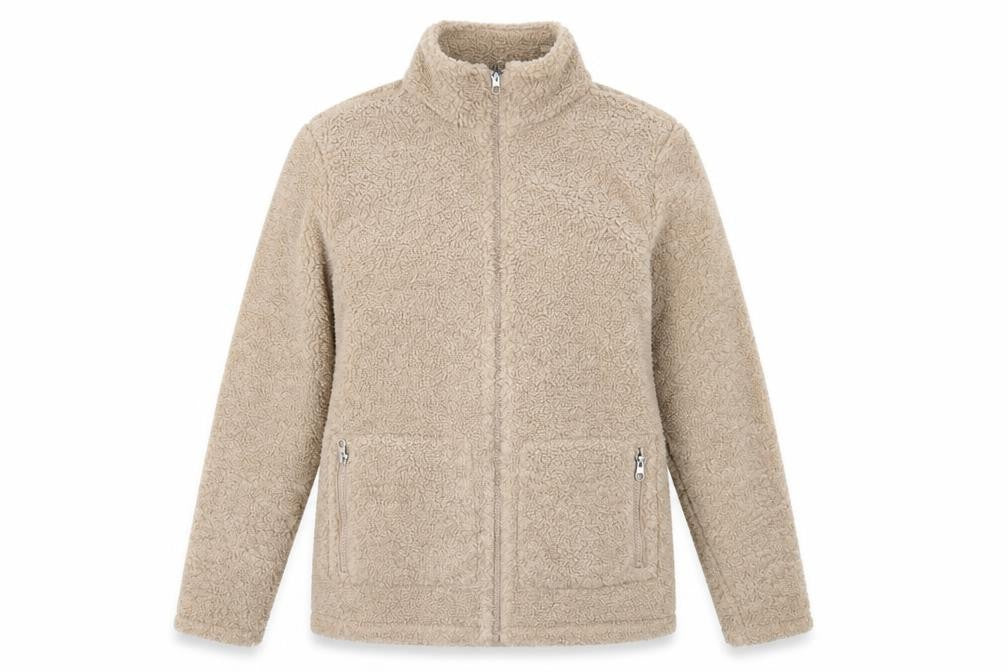 Front view of Matalan women’s brown high neck polyester full zip jumper, size S