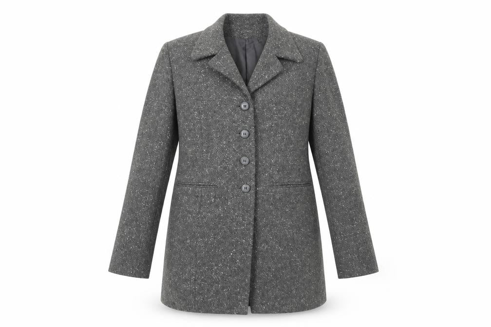Front view of IMAGES women’s grey overcoat coat, size UK 12