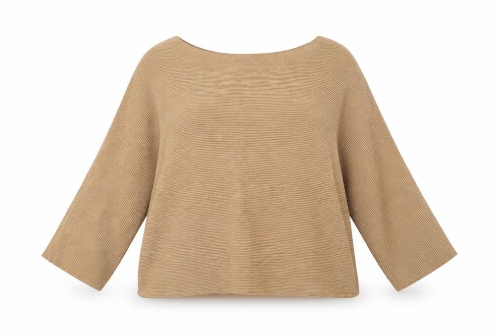 Front view of Nutmeg women’s brown high neck viscose jumper, size UK 14
