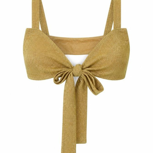 Mars The label Womens Gold  Polyester Cropped Tank Size 6 Sweetheart - Bralette