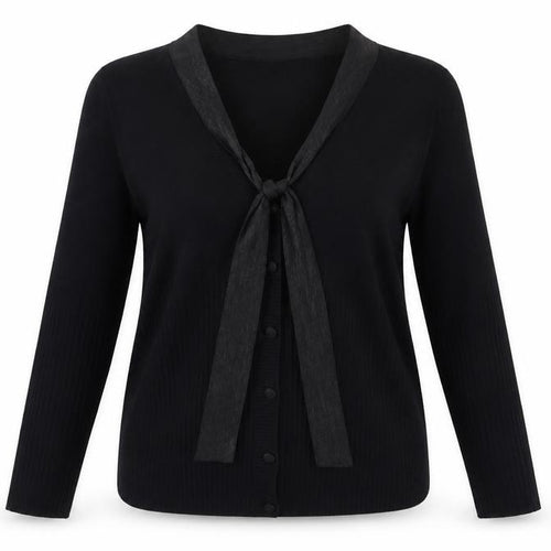 Klass Womens Black V-Neck  Viscose Cardigan Jumper Size XL