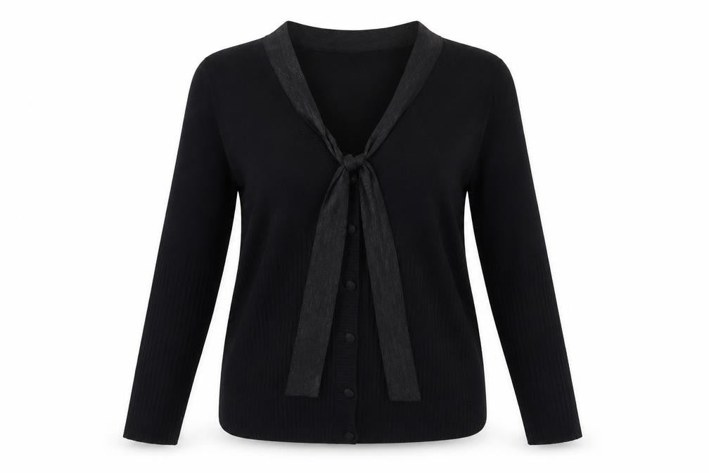 Klass Womens Black V-Neck  Viscose Cardigan Jumper Size XL