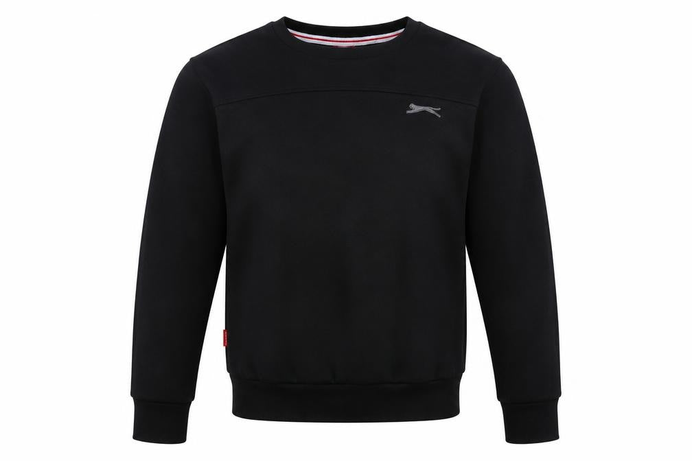Front view of Slazenger boys’ black polyester pullover sweatshirt, size 7-8, years