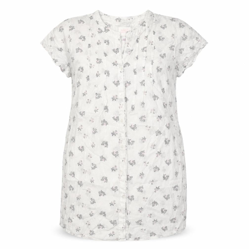 BHS Womens White Floral Cotton Chemise Dress Size 12  Button