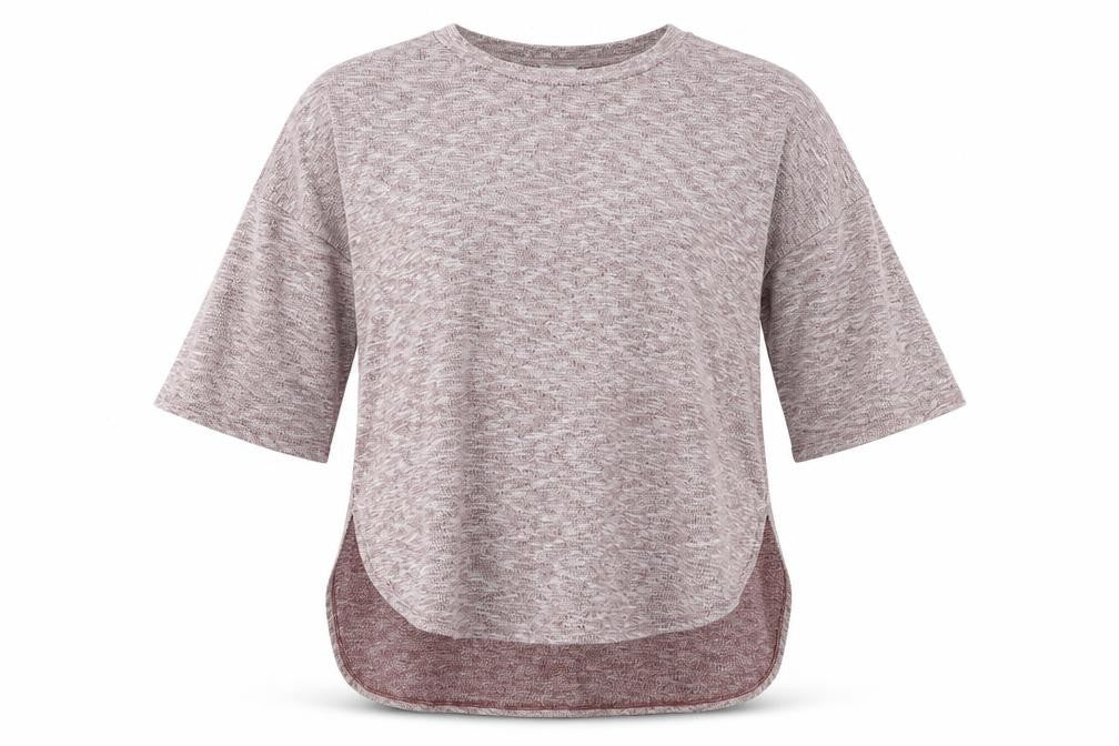 Front view of Matalan women’s red viscose basic blouse, size L, round neck