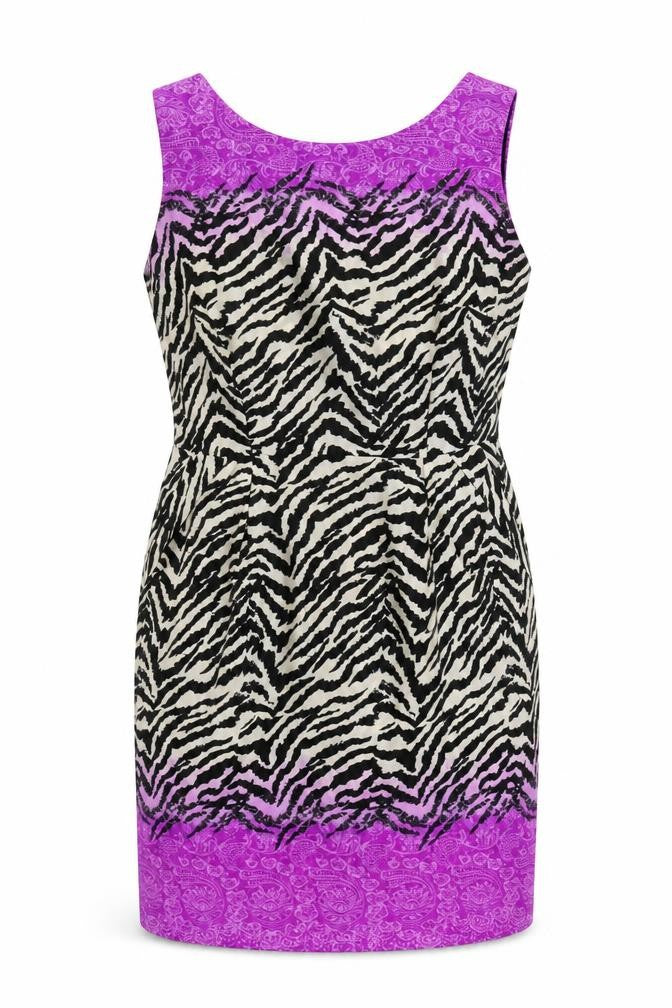 Front view of Wallis women’s multicoloured animal print polyester shift, size UK 14, round neck zip