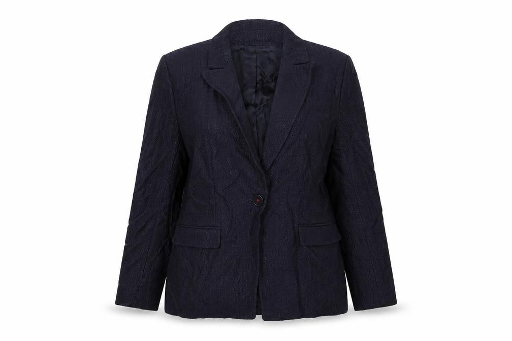 Front view of Marks & Spencer women’s blue viscose jacket suit jacket, size UK 16