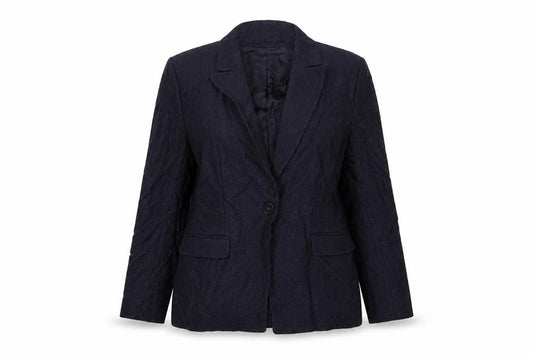 Front view of Marks & Spencer women’s blue viscose jacket suit jacket, size UK 16