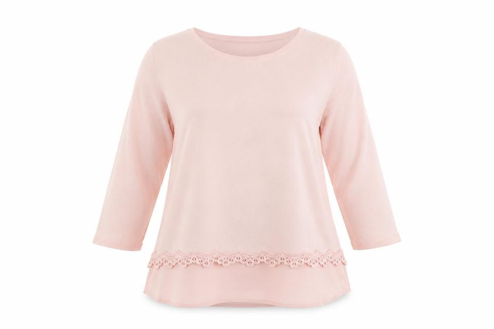 Front view of Together women’s pink round neck viscose jumper, size L