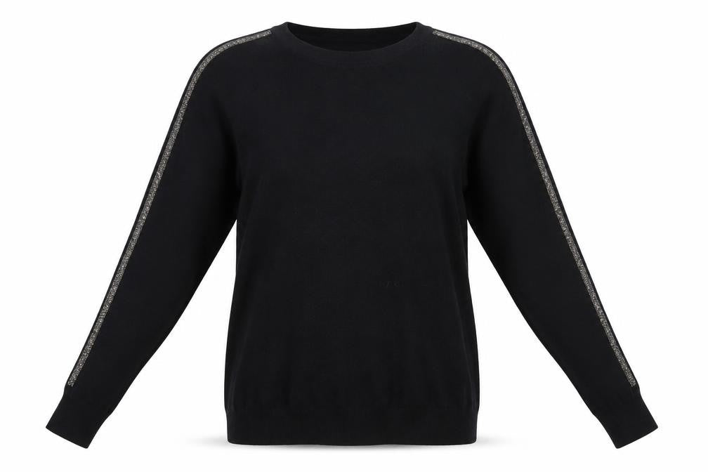 Front view of Primark women’s black round neck viscose jumper, size M