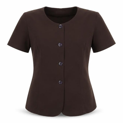 Estephan Womens Brown   Tunic Button-Up Size L Scoop Neck - Chocolate Brown