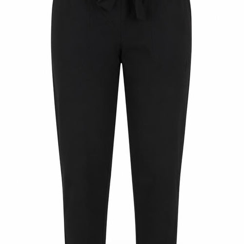 EZY Wear by CH1 Womens Black  Polyester Trousers  Size S L26.5 in Regular  - Back Elastication Tie Front Turn ups