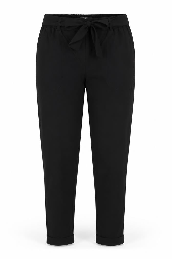 EZY Wear by CH1 Womens Black  Polyester Trousers  Size S L26.5 in Regular  - Back Elastication Tie Front Turn ups