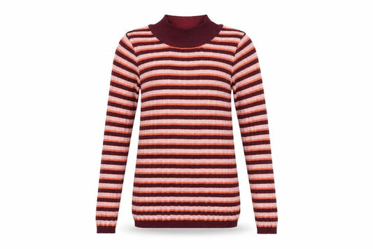 Front view of Primark women’s purple round neck striped polyester jumper size 2xs