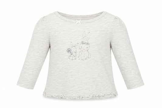 Front view of George girls’ grey cotton basic t-shirt, size 6-9, months round neck