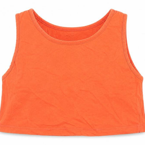 HONEY Womens Orange  Cotton Cropped Tank Size S Round Neck