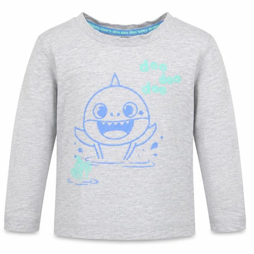 Pinkfong Baby Shark Boys Grey Animal Print Cotton Jersey Casual Size 12-18 Months Round Neck Pullover - Doo Doo Doo