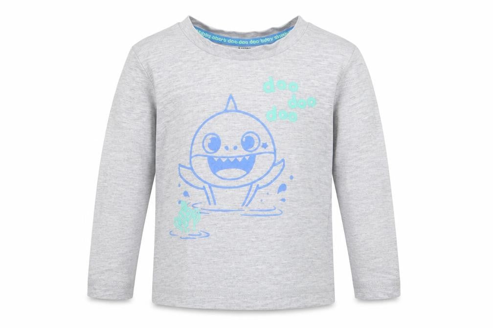Pinkfong Baby Shark Boys Grey Animal Print Cotton Jersey Casual Size 12-18 Months Round Neck Pullover - Doo Doo Doo