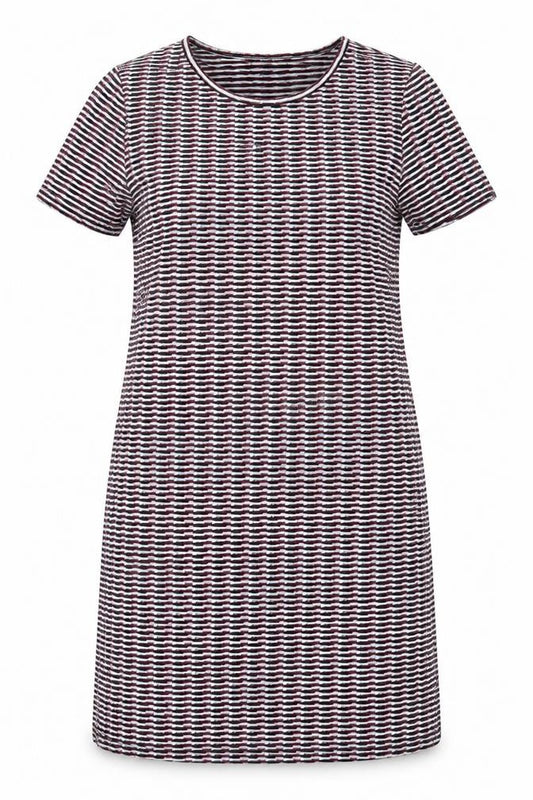Front view of New Look women’s multicoloured geometric polyester a-line, round neck pullover - black blue white burgandy