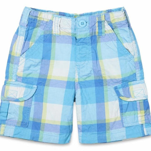 Early Days Boys Blue Check Cotton Cropped Trousers Size 12-18 Months  Button
