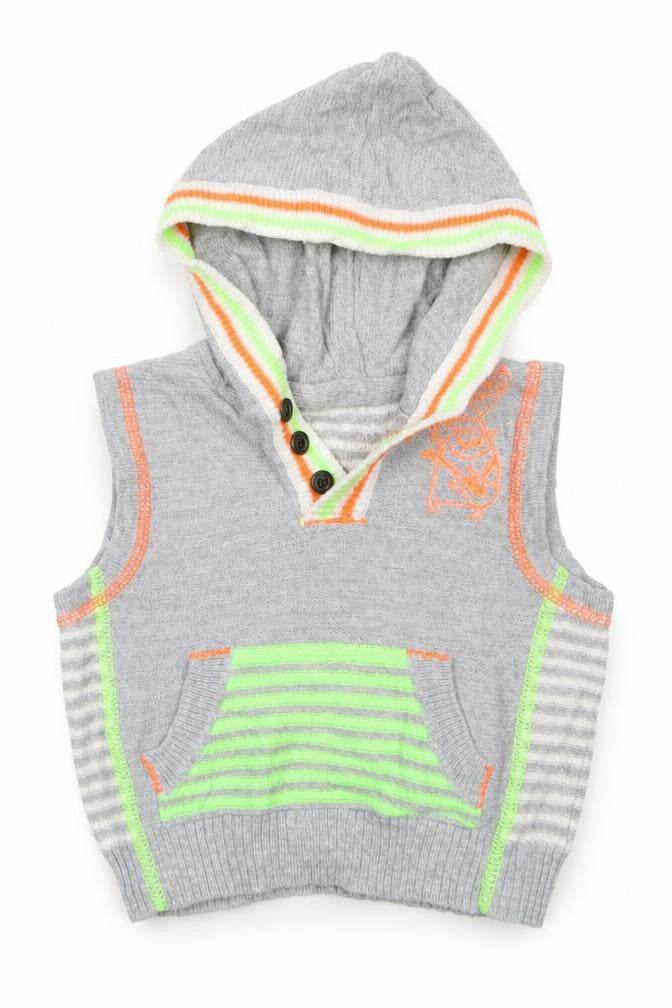 Front view of George boys’ multicoloured striped acrylic jumper, size 0-3, months pullover