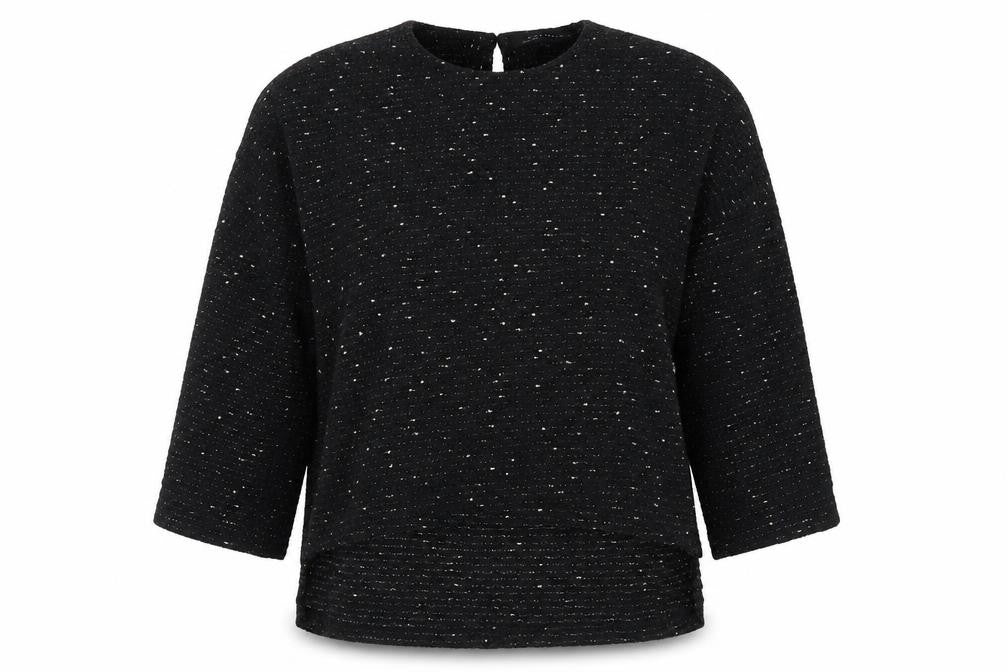 Front view of Zara women’s black round neck polyester jumper, size M