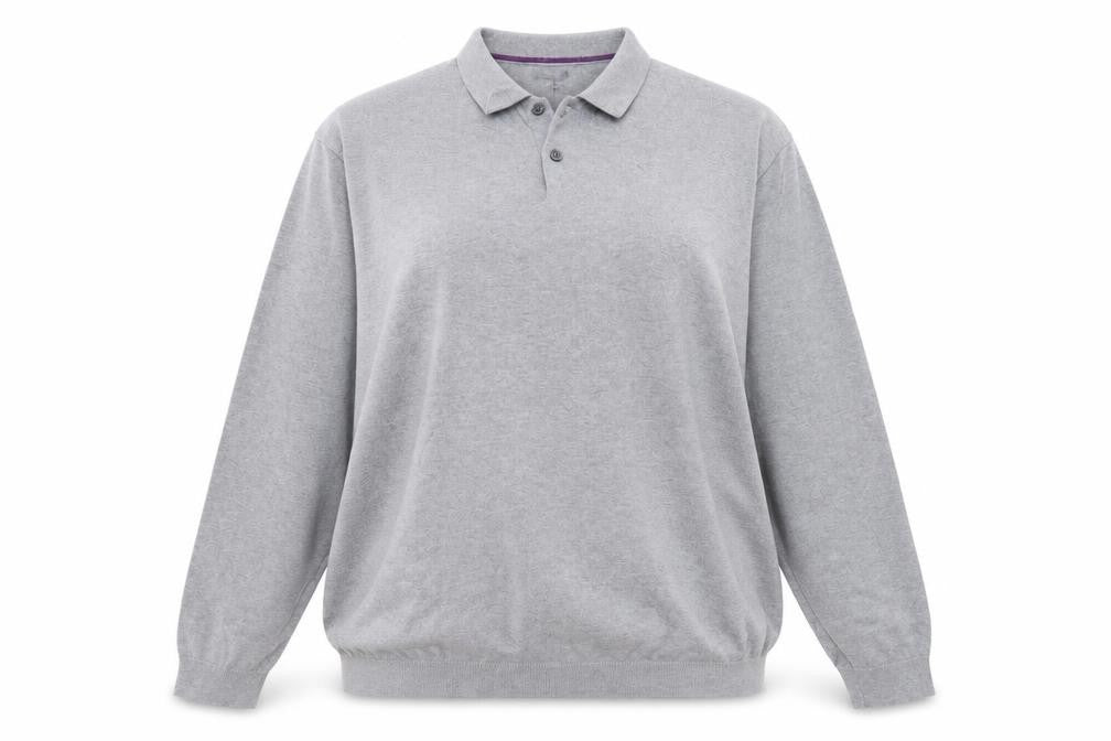 Front view of Next women’s grey collared cotton henley jumper, size 2XL