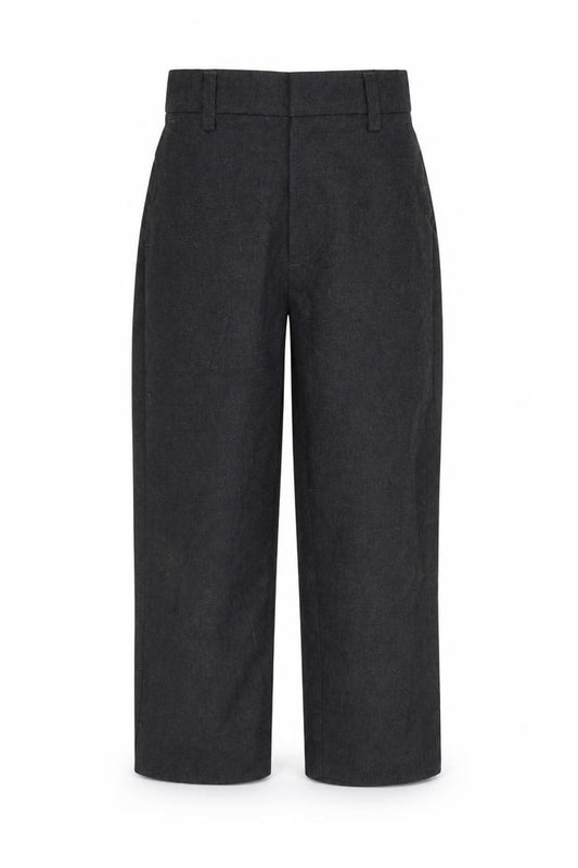 Front view of whittakers boys’ grey polyester dress pants trousers, size 6, years regular - school wear