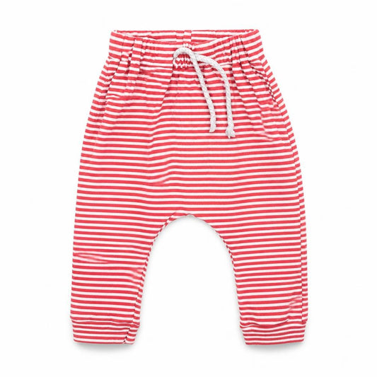 Front view of mothers acre Baby Multicoloured Striped 100% Cotton Jogger Trousers, size 12, Months