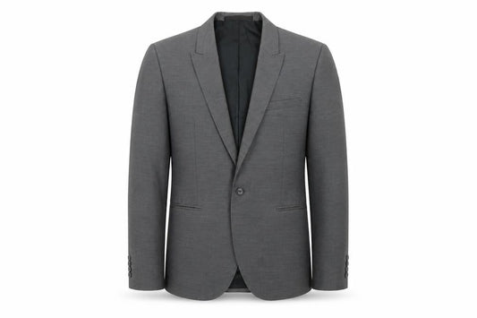 Front view of Topman men’s grey polyester jacket blazer, size 42