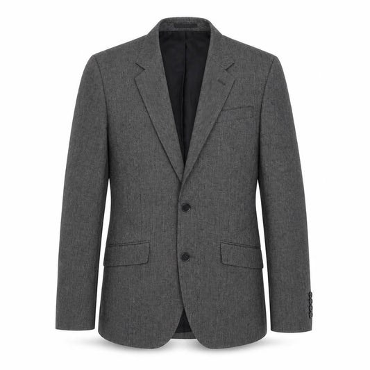 Front view of Cedarwood State men’s grey check polyester jacket blazer, size 36