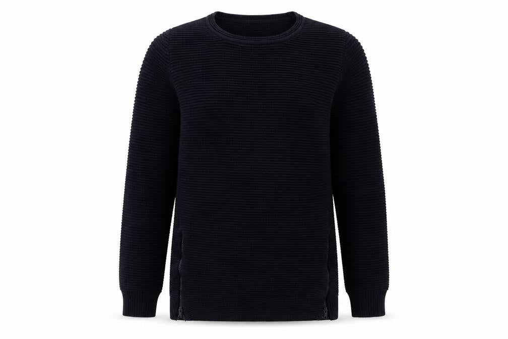 Front view of George girls’ blue cotton pullover sweatshirt, size 11-12, years pullover - side zips